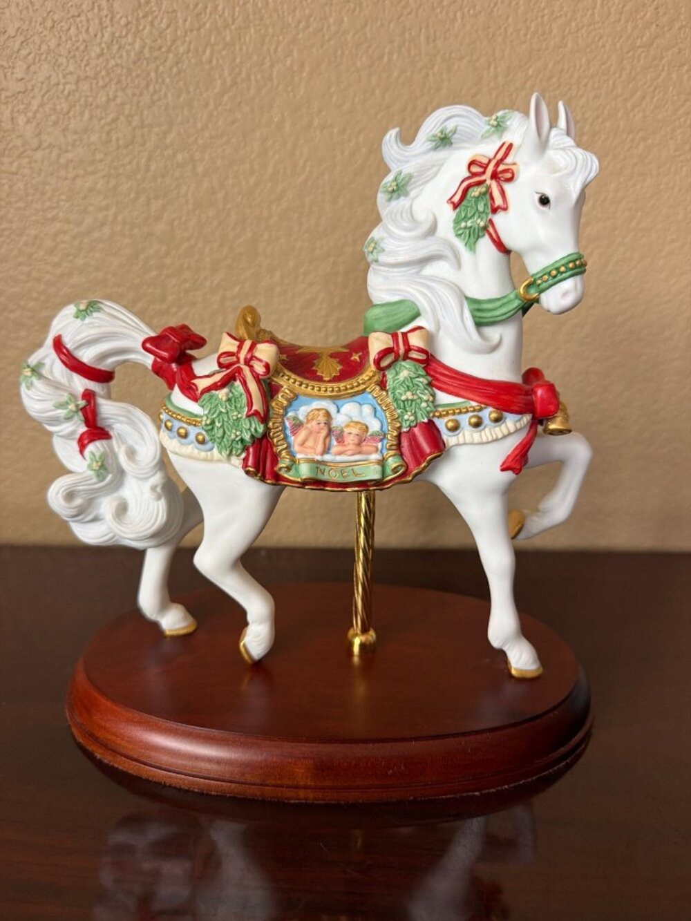 Lenox 1997 Christmas Carousel Horse Noel Cherubs Figurine With Base - No Box